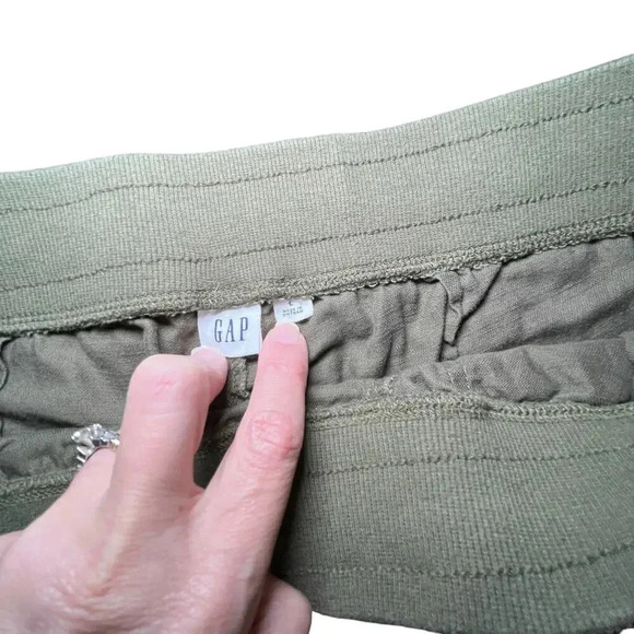 Gap Women's Large Green Jogger Pants Ribbed Waist‎ Cargo Style Pockets - Picture 3 of 14